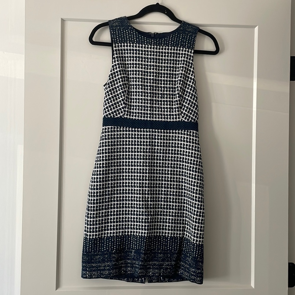 J Crew blue textured sheath dress